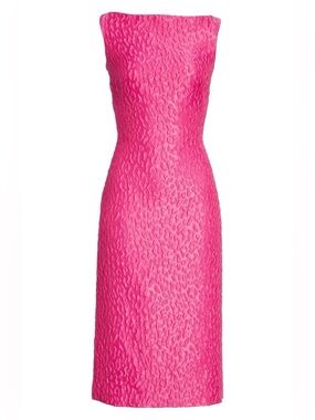 Brandon Maxwell Fuchsia Textured Strapless Midi Dress